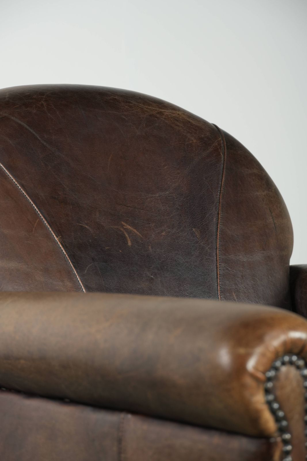 photo for sale Timeless, Luxurious And Characterful Sheep Leather Design Armchair / Armchair With A Beautiful Patina