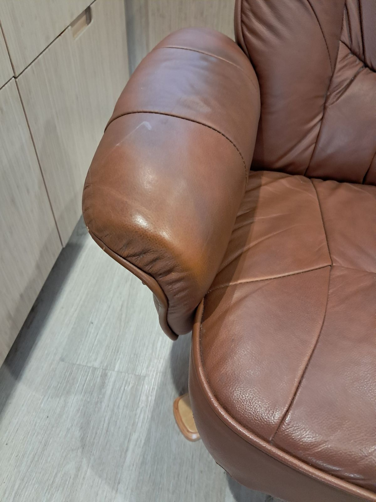 Scandinavian Swivel/Recliner Leather Armchair photo for sale