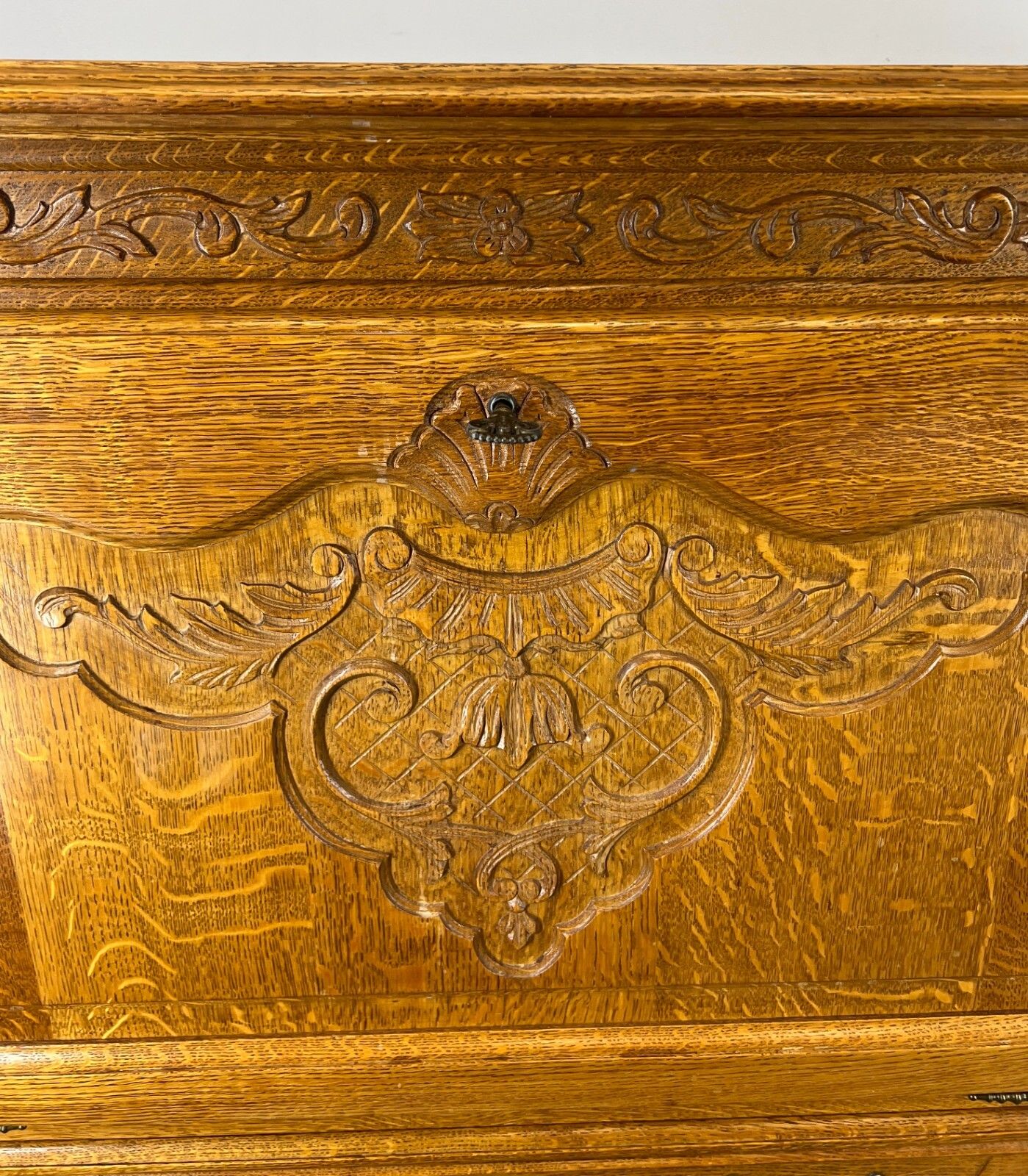 Cabinet Vintage French Louis XIV Style Carved Drop Front Oak Sideboard Lot 2651 photo 349.0