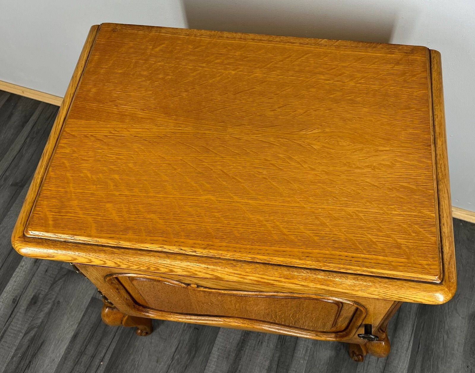 Pair Of Bedside Tables Vintage French Louis XVI Oak Carved Cabinets Lot 2610 photo vinterior