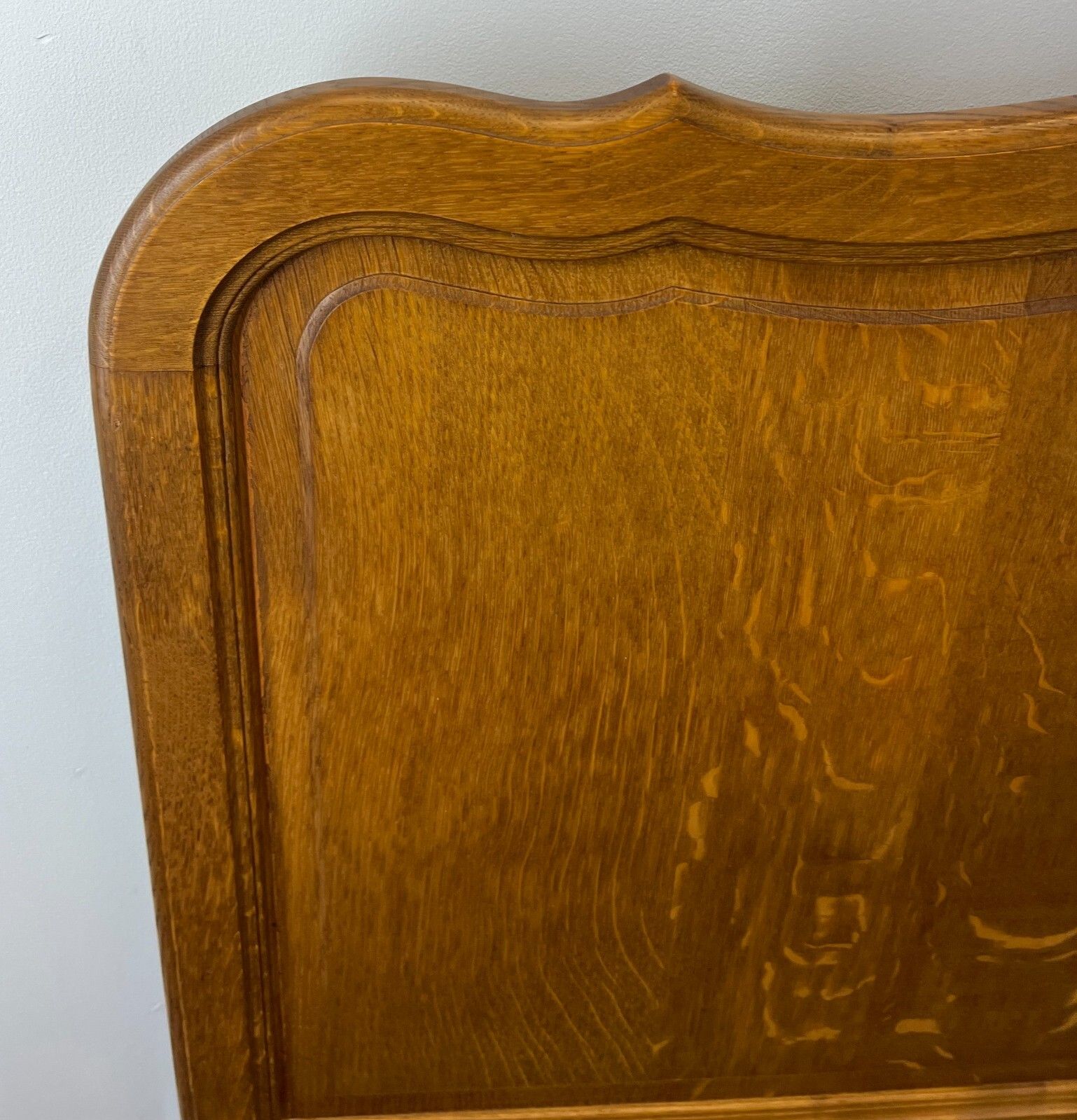 photo for sale Bed Vintage French Louis XVI Double Bed Frame Oak Carved Headboard Lot 2520