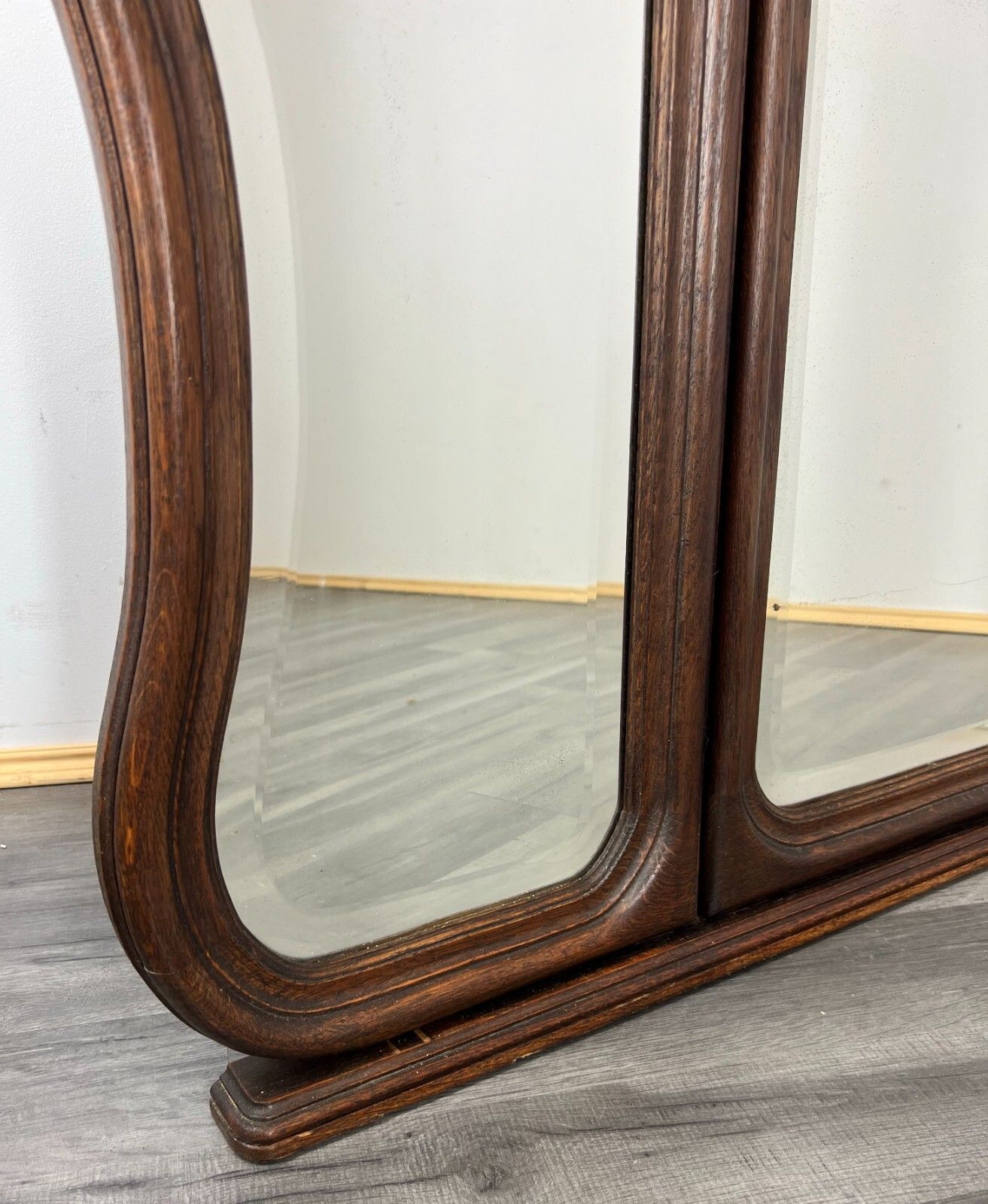 Mirror Antique French Triple Dressing Table Mirror Wood Carved Frame Lot 2315 photo for sale