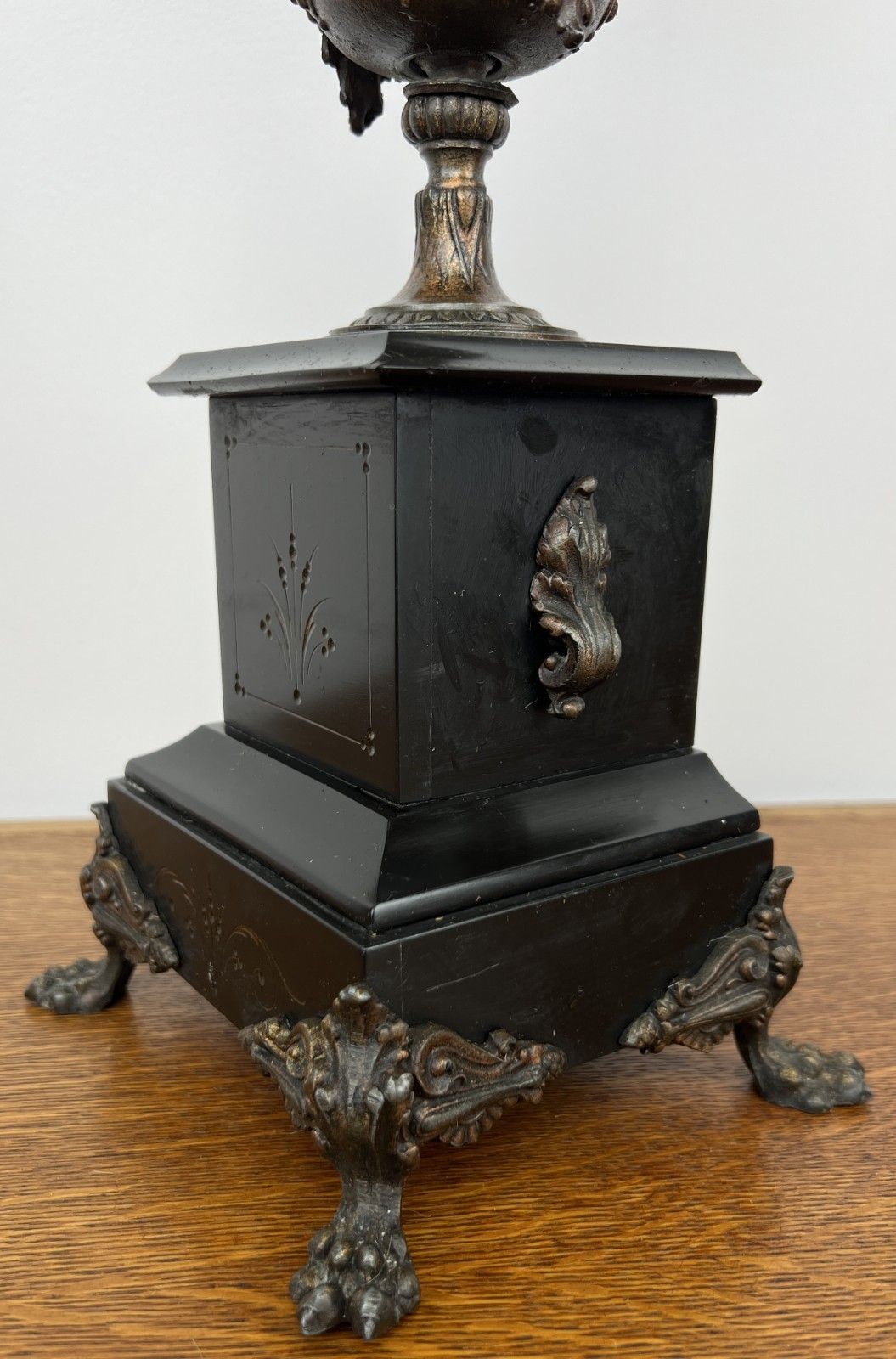 photo for sale Candelabra Antique French Brass Marble 5 Arm Ornate Candle Holder Lot 4936