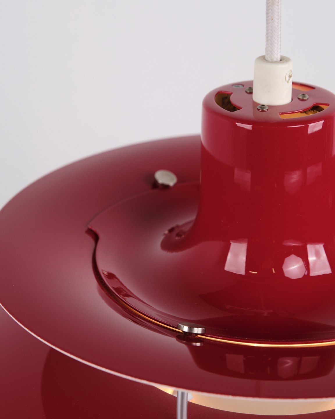 Poul Henningsen Pendant Model Ph 5 In Red Lacquered Metal, Louis Poulsen photo furniture