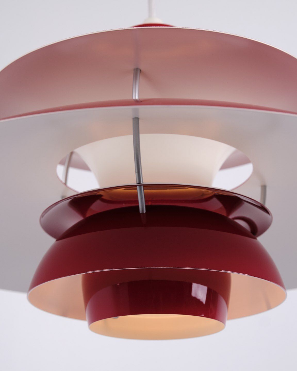 Poul Henningsen Pendant Model Ph 5 In Red Lacquered Metal, Louis Poulsen photo vinterior