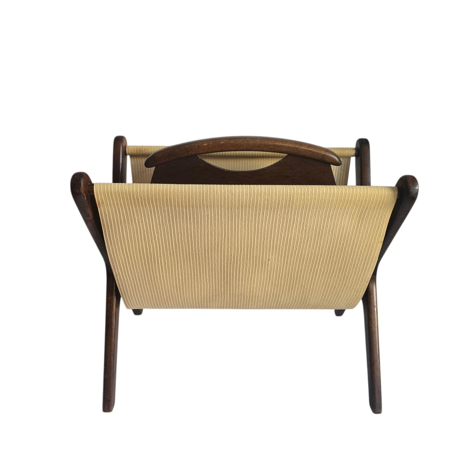 Woonaccessoires Vintage Mid Century Modern Houten Tijdschriftenrek Met Kunstleer photo