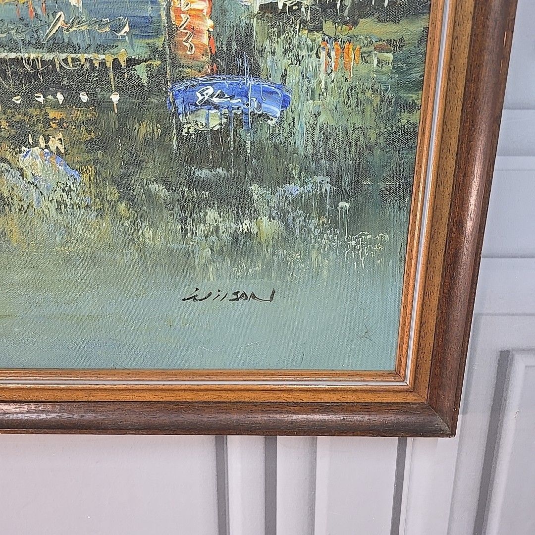 Vintage Framed Oil Painting City Street Scene Impressionist Signed Wilson Mcm photo buy