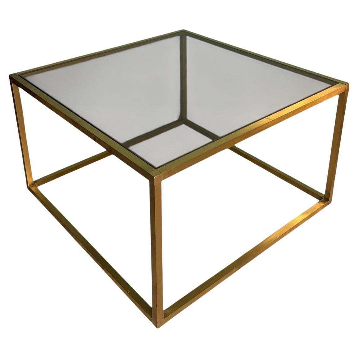 Willy Rizzo Style Italian Brass And Smoked Glass Coffee Table