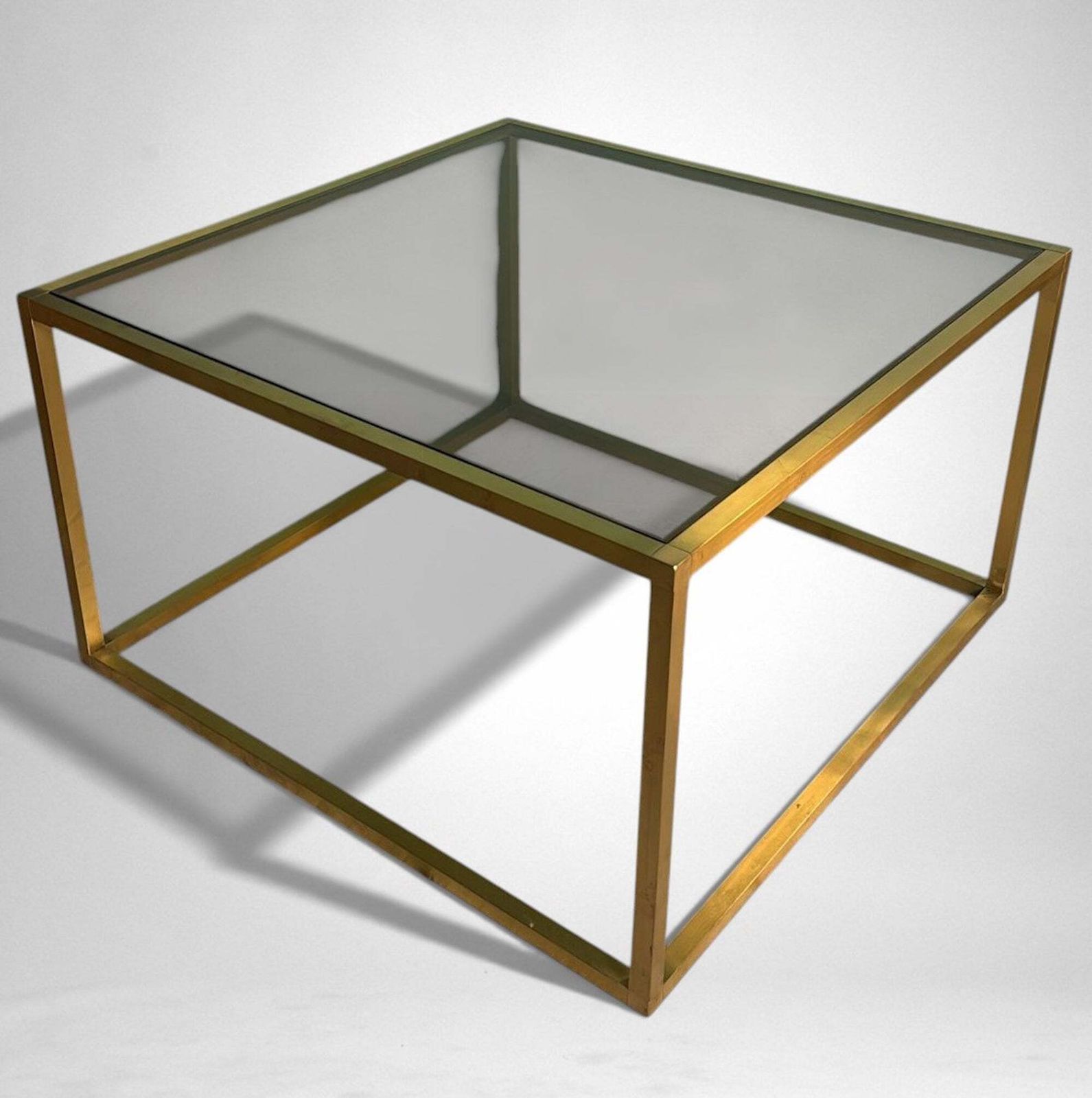 Willy Rizzo Style Italian Brass And Smoked Glass Coffee Table photo furniture