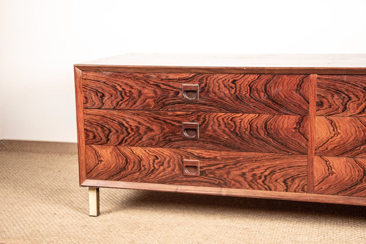 Commode danoise basse en palissandre, 6 tiroirs, par Erik Brouer, 1960. photo for sale