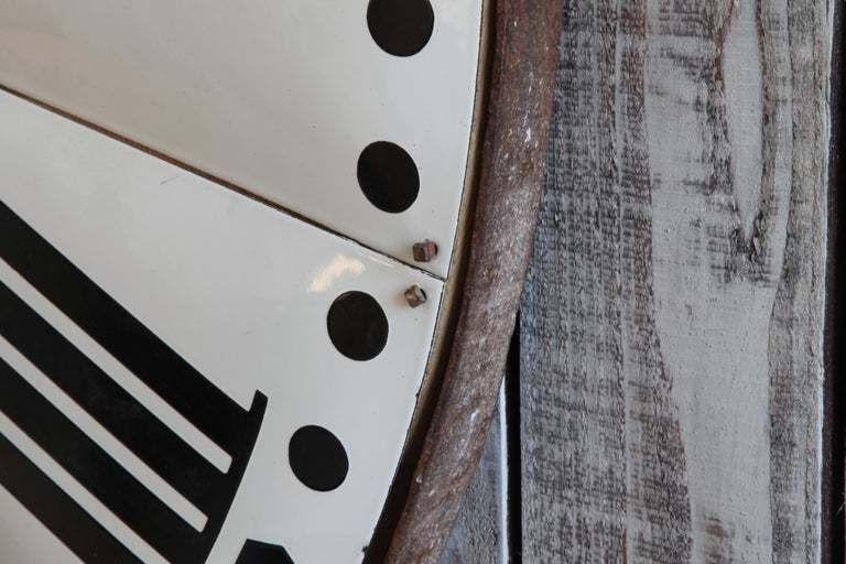 Large French Turn Of The Century White Enamelled Clock Face From La Roche photo vintage
