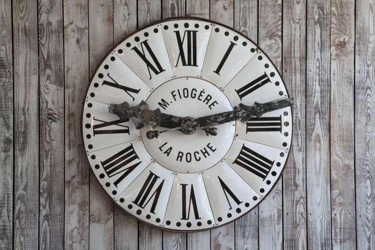Home Decor Large French Turn Of The Century White Enamelled Clock Face From La Roche photo