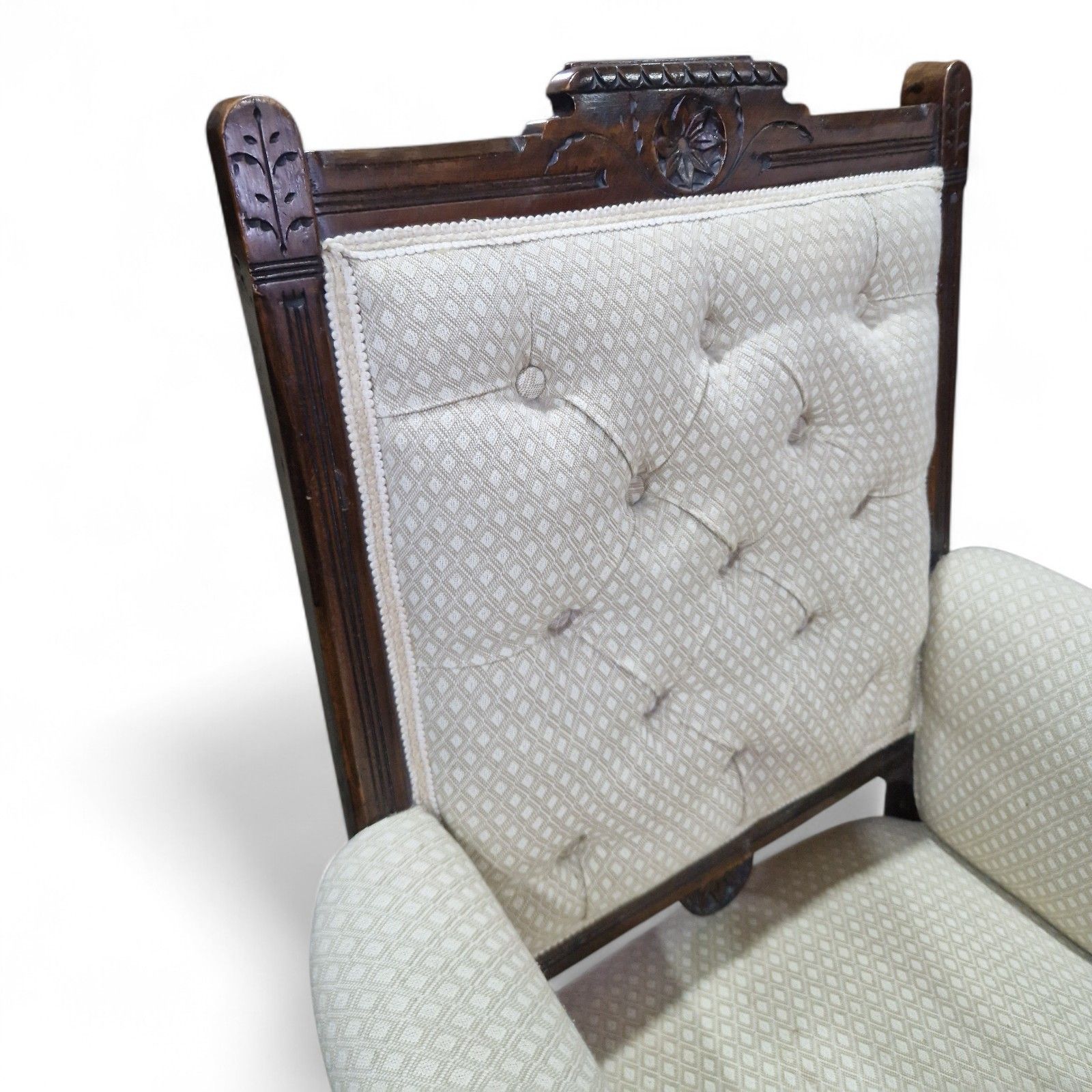 photo for sale Victorian Fireside Chair Antique Carved Occasional Salon Chair Bedroom Chair