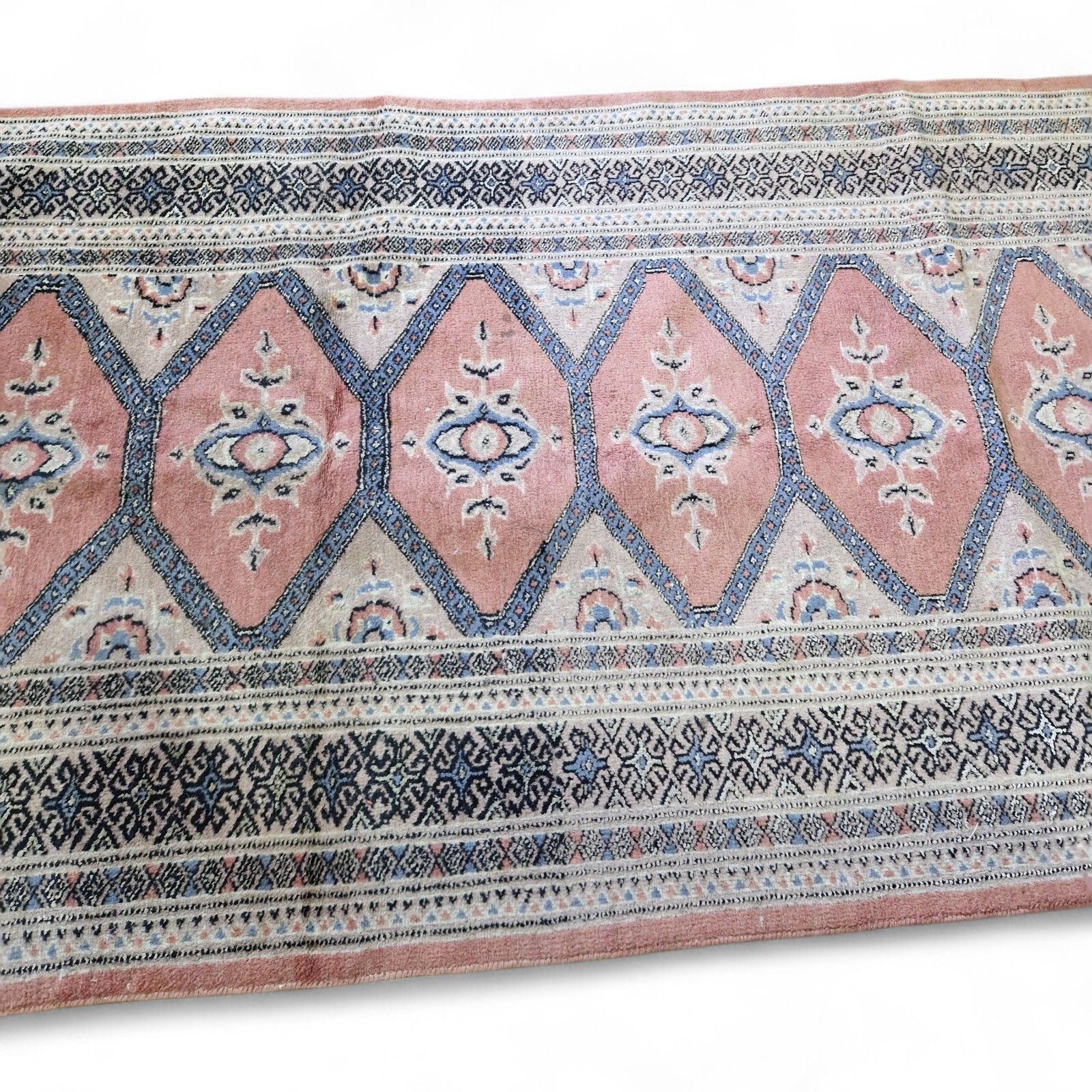 Traditional Carpet Runner Diamond Medallion Pattern Hallway Wool Rug 3m photo vinterior