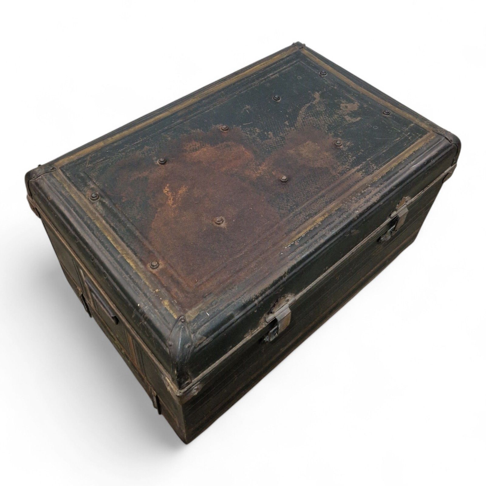 photo furniture Vintage Metal Storage Trunk Large Industrial Box Metal Storage Chest