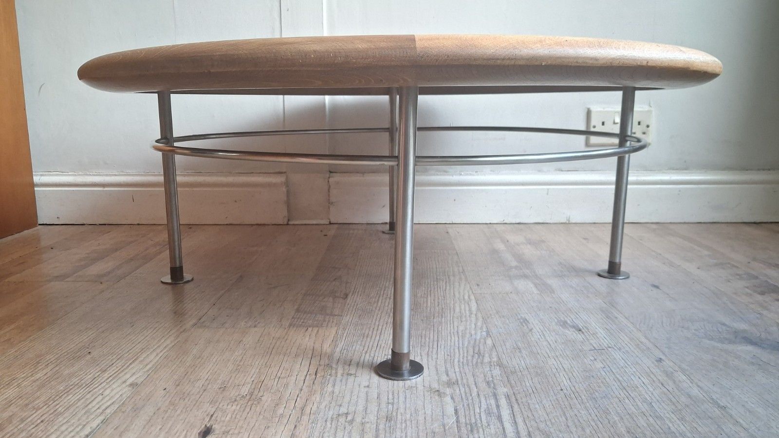 photo vinterior Modernist /Bauhaus Mid Century  Oak And Industrial Metal Drinks/Coffee Table