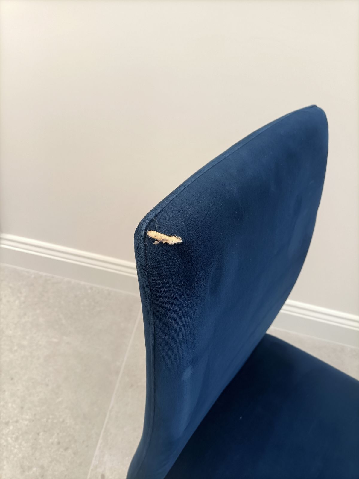 Set Of 6 X Heal's Bronte Blue Velvet Dining Chairs photo vinterior
