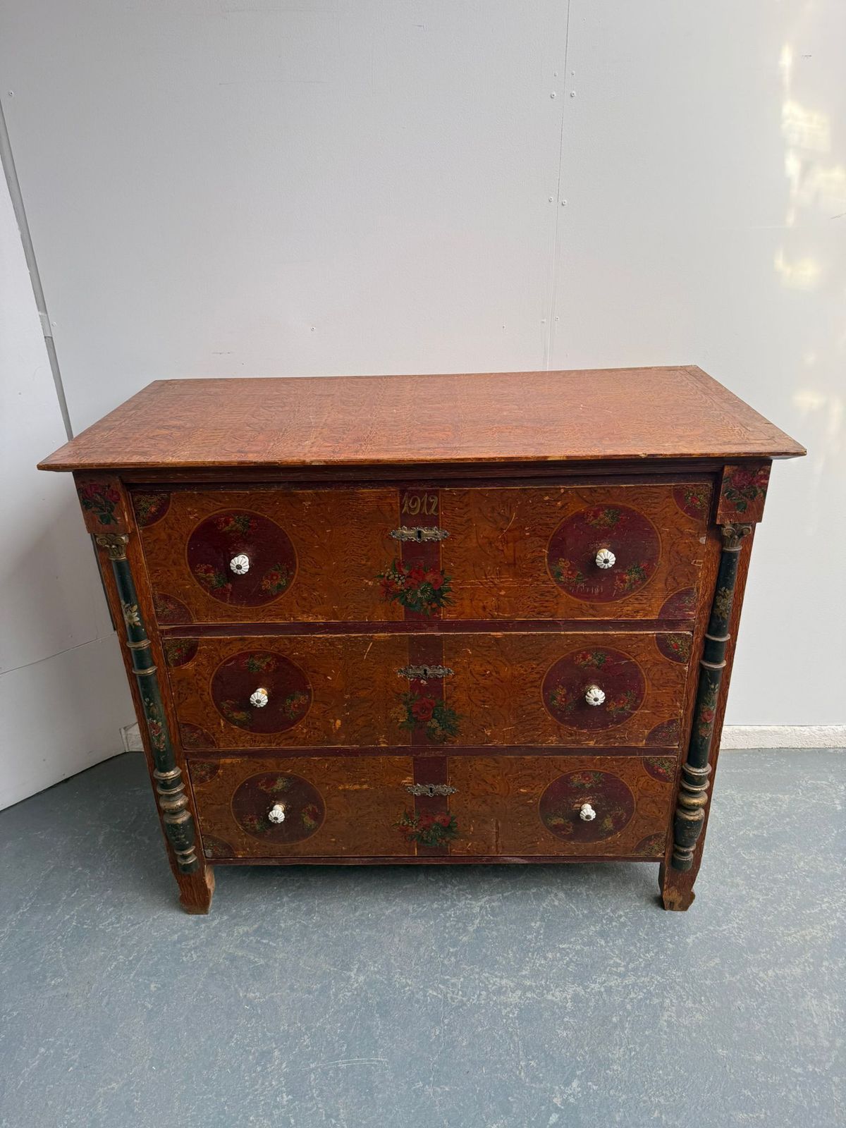 An Originally Painted Antique  Pine Genuine Hungarian Chest Of Drawers photo furniture