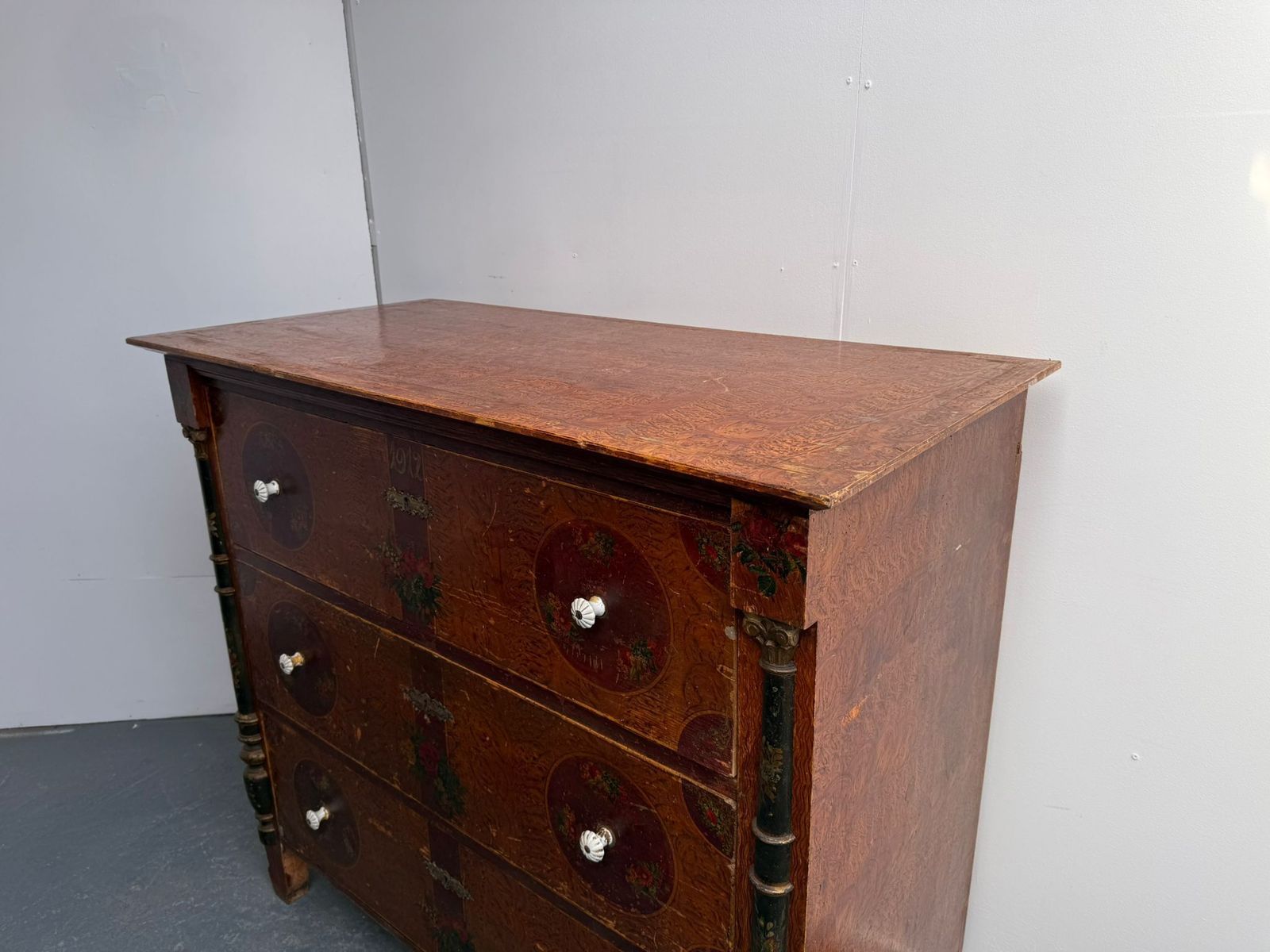 An Originally Painted Antique  Pine Genuine Hungarian Chest Of Drawers photo 1295.0