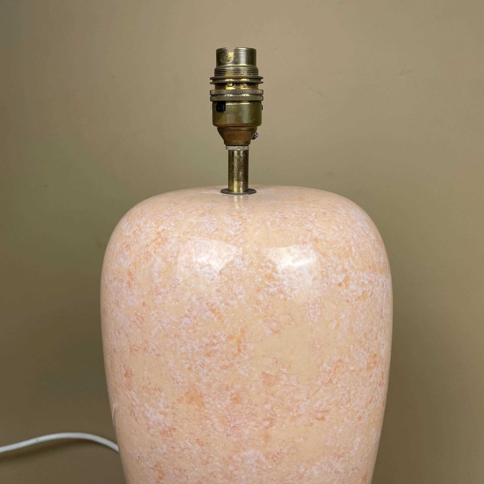Large Ceramic Lamp Light Bedside Table Mottled Glazed Pink Antique Gold Brass Metal Vase Vintage Round Elegant Classic Patterned Statement photo furniture