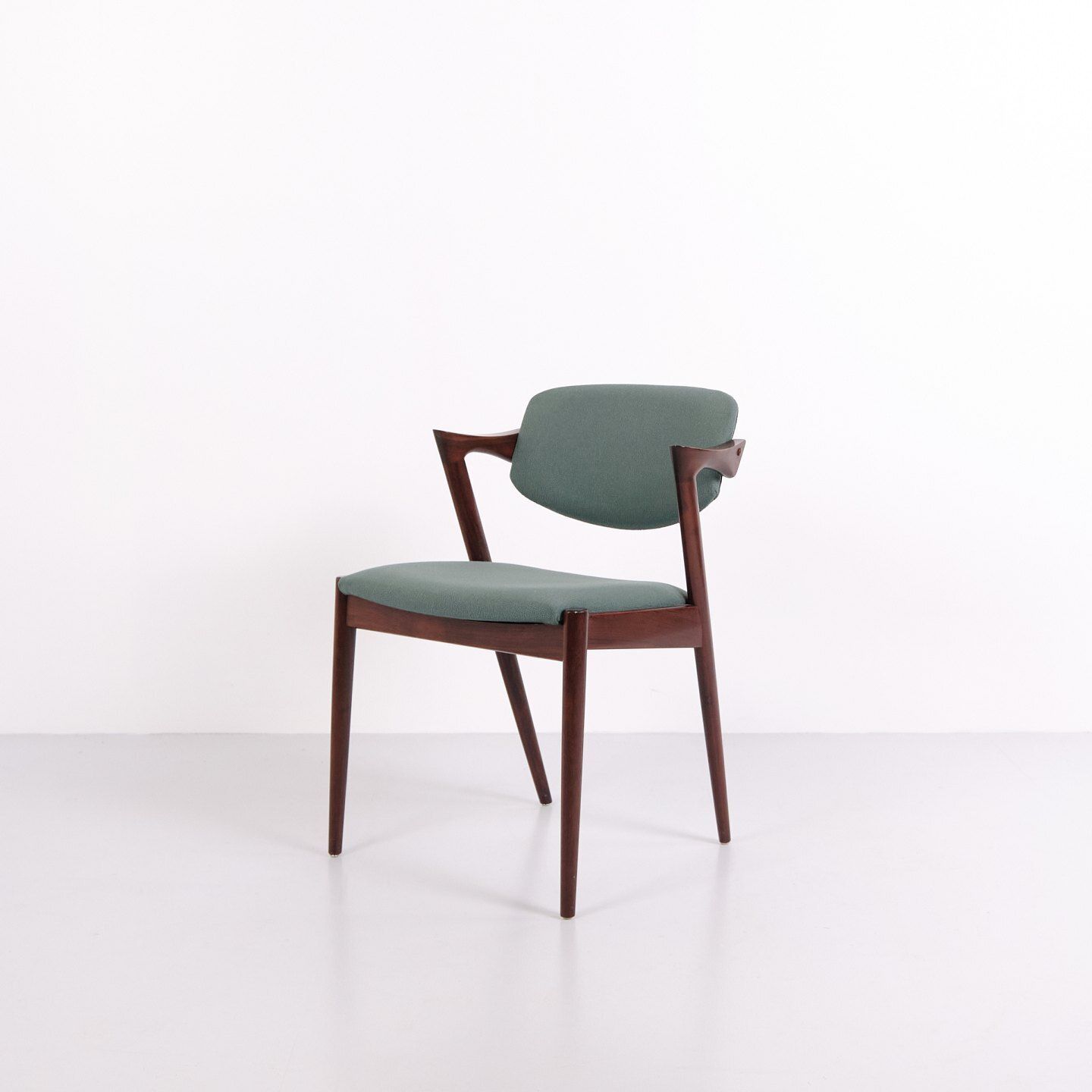 Kai Kristiansen Model 42 Dining Chairs In Rosewood With Turquoise Blue Upholstery, Set Of 6, 1960s photo for sale