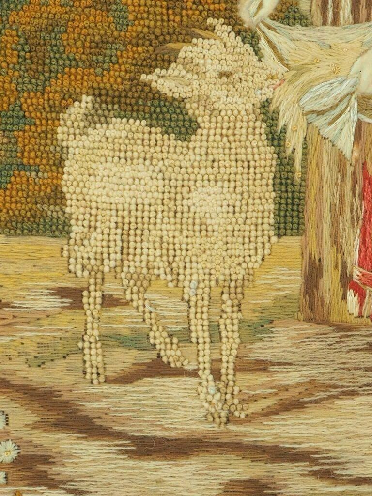 Charming Antique ‘Royal College Of Needle Art’ Wool And Silk Tapestry photo for sale