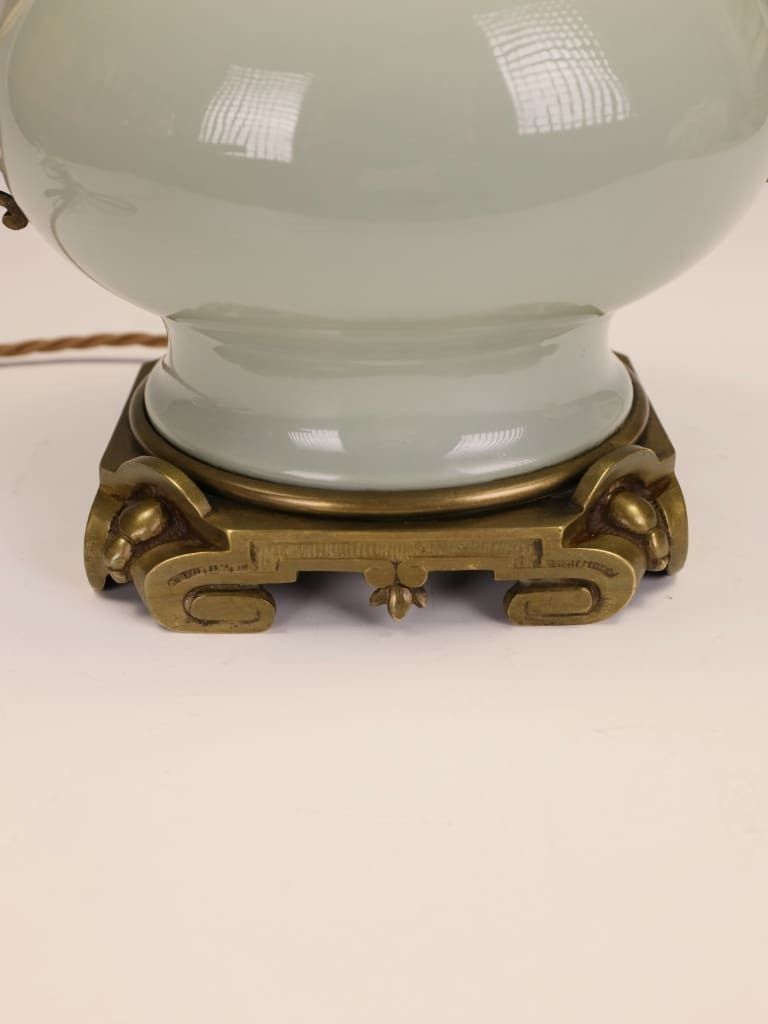 Fine French Celadon Table Lamp With Gilt Bronze Mounts — Stamped Paris photo buy