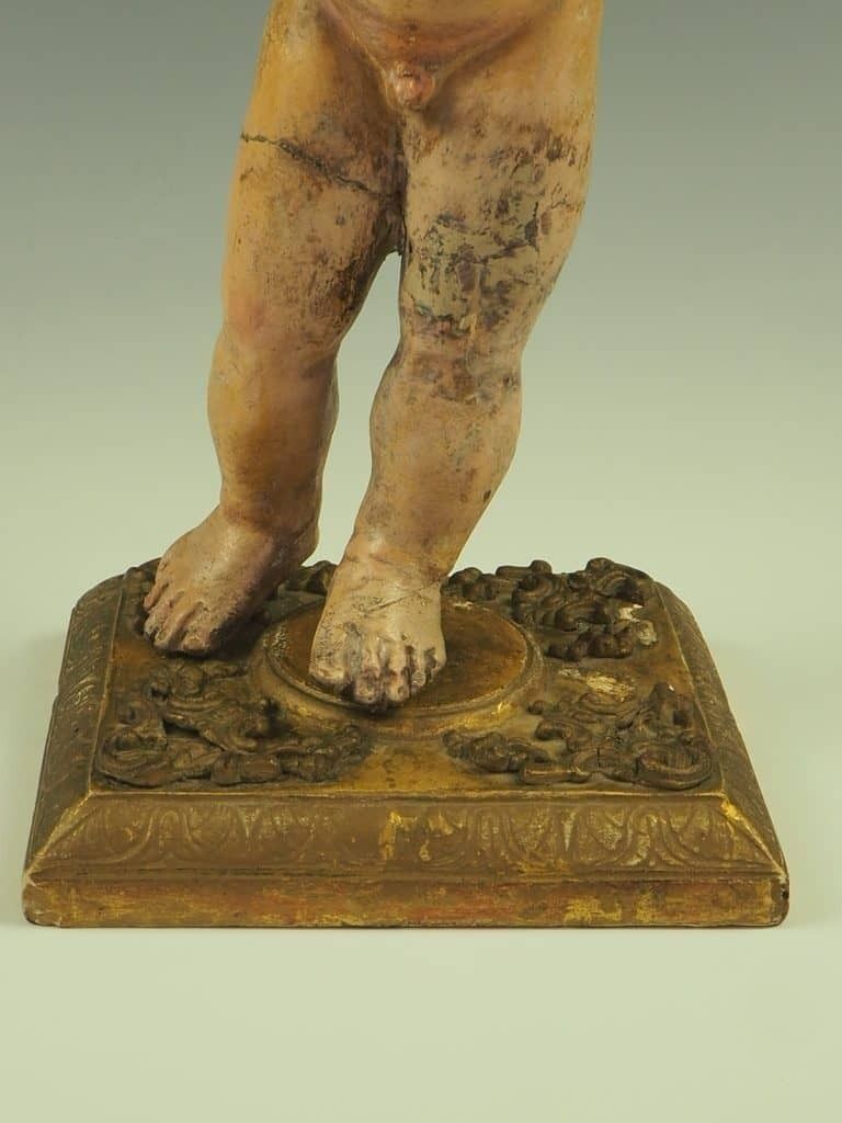 photo vinterior Antique Polychrome Terracotta Jesus Child Putto Figure