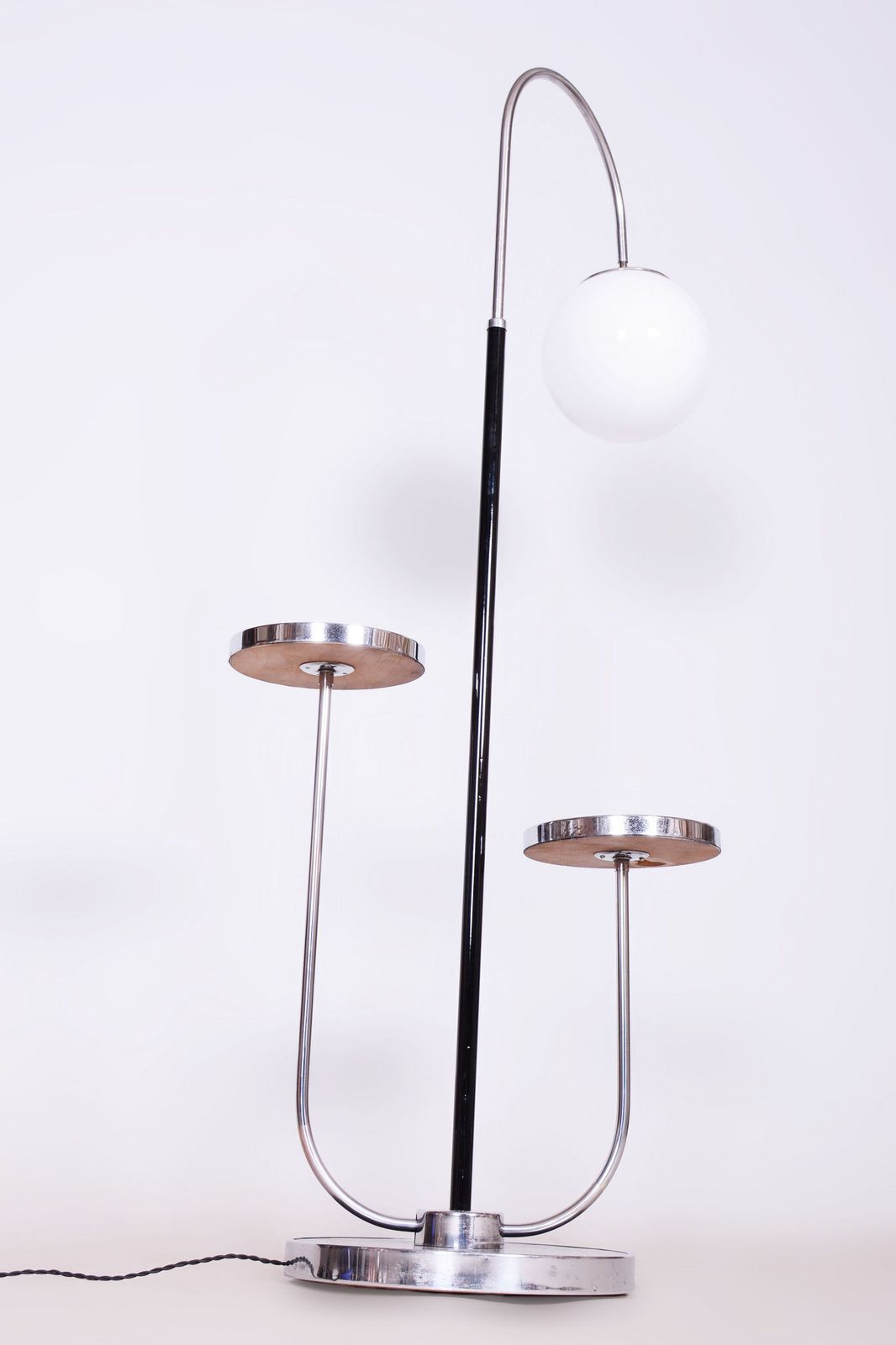 Restored Bauhaus Floor Lamp, J. Halabala, Up Zavody, Chrome, Czechia, 1930s photo vintage