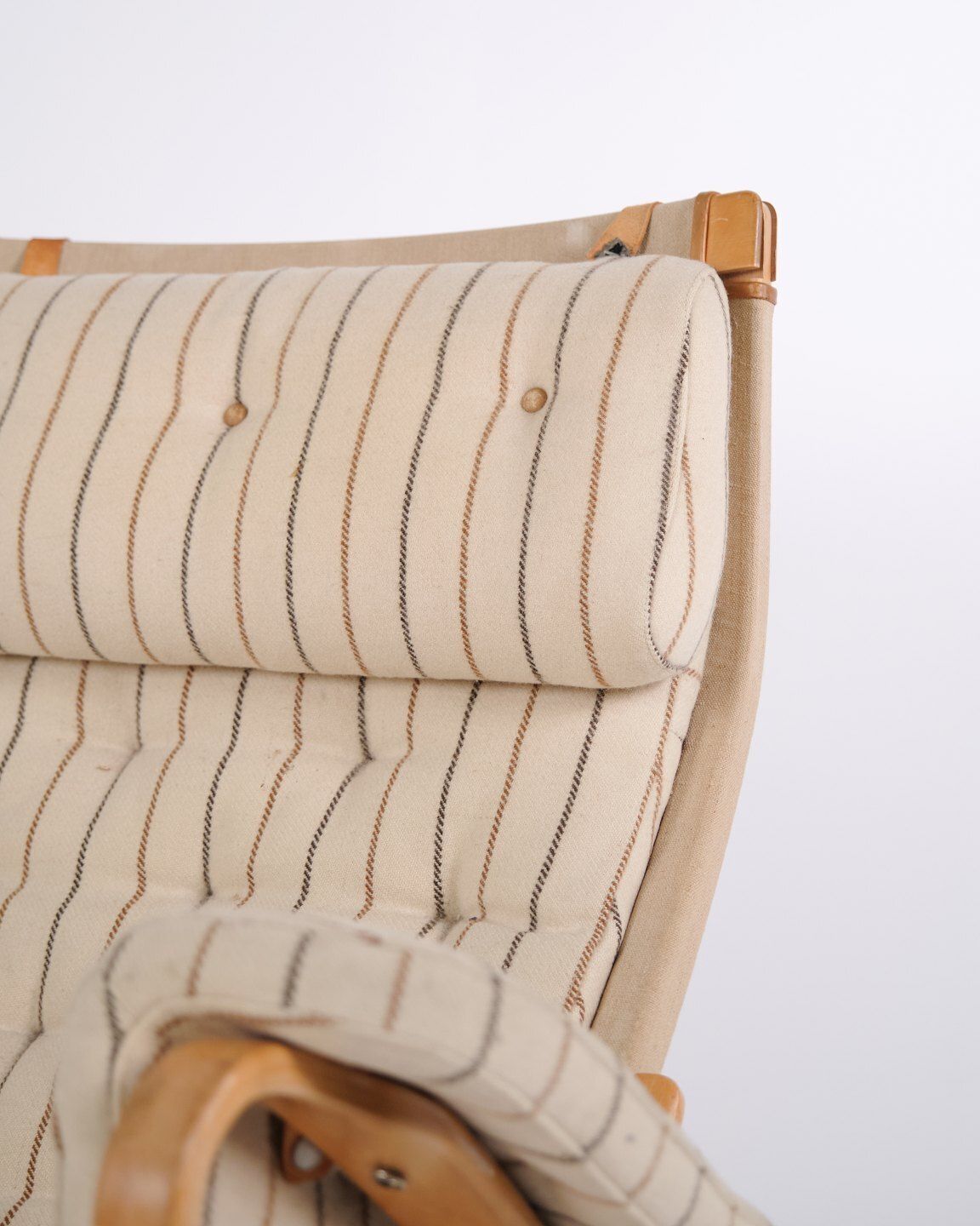 Bruno Mathsson Pernilla Armchair Model 69 In Striped Fabric For Dux, 1960s photo vinterior