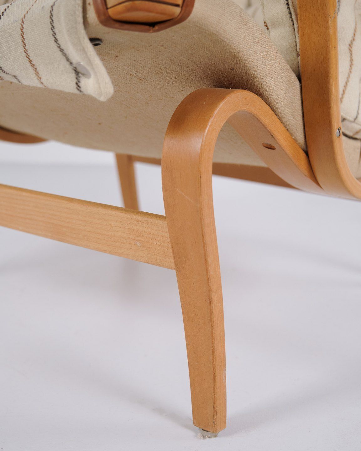 photo furniture Bruno Mathsson Pernilla Armchair Model 69 In Striped Fabric For Dux, 1960s