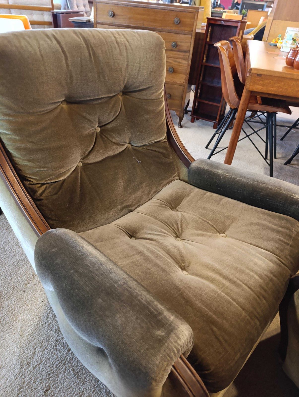1970s Curved Arm Lounge Chair | Mid Century Sculptural Armchair photo buy