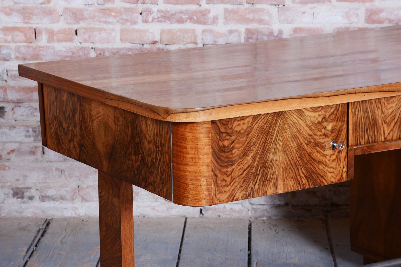 Restored Art Deco Writing Desk, By Up Závody, Walnut, Repolished, Czech, 1930s photo Furniture