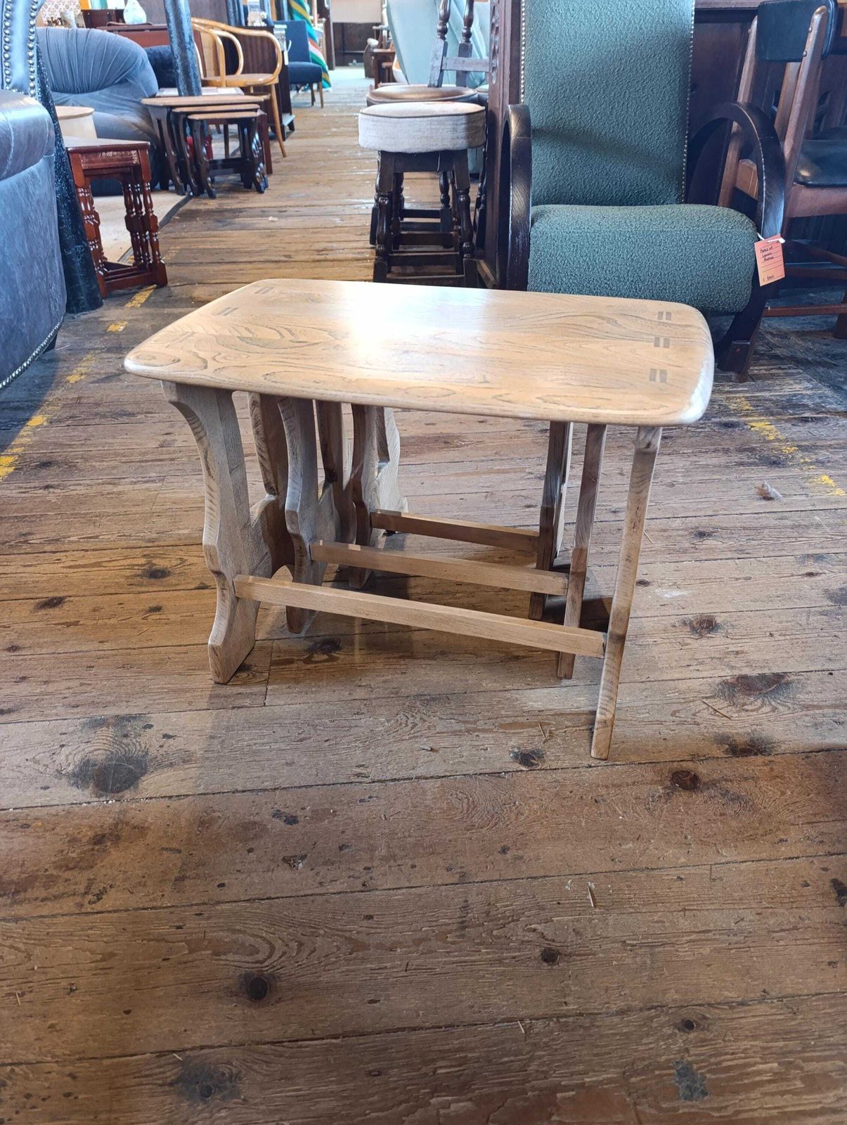 Ercol Blonde Nest Of Three Tables | Mid Century Elm & Beech photo 410.0