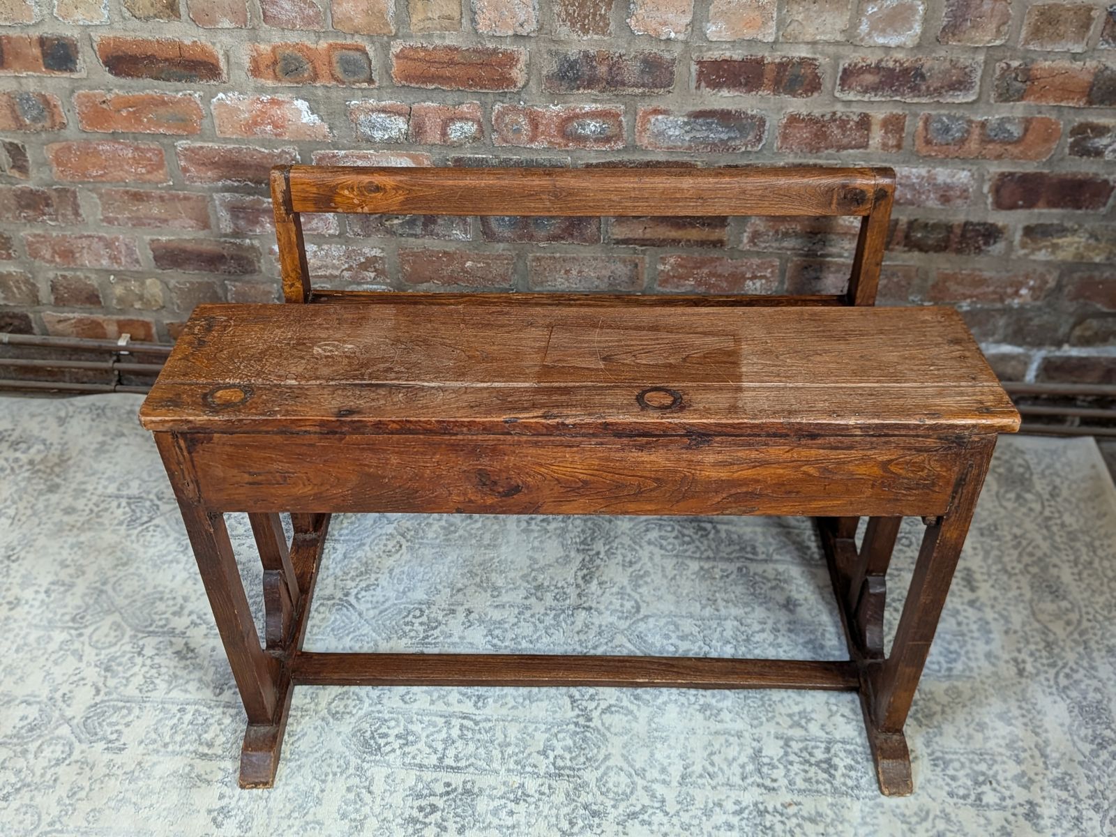 Antique Oak Double School Desk photo furniture