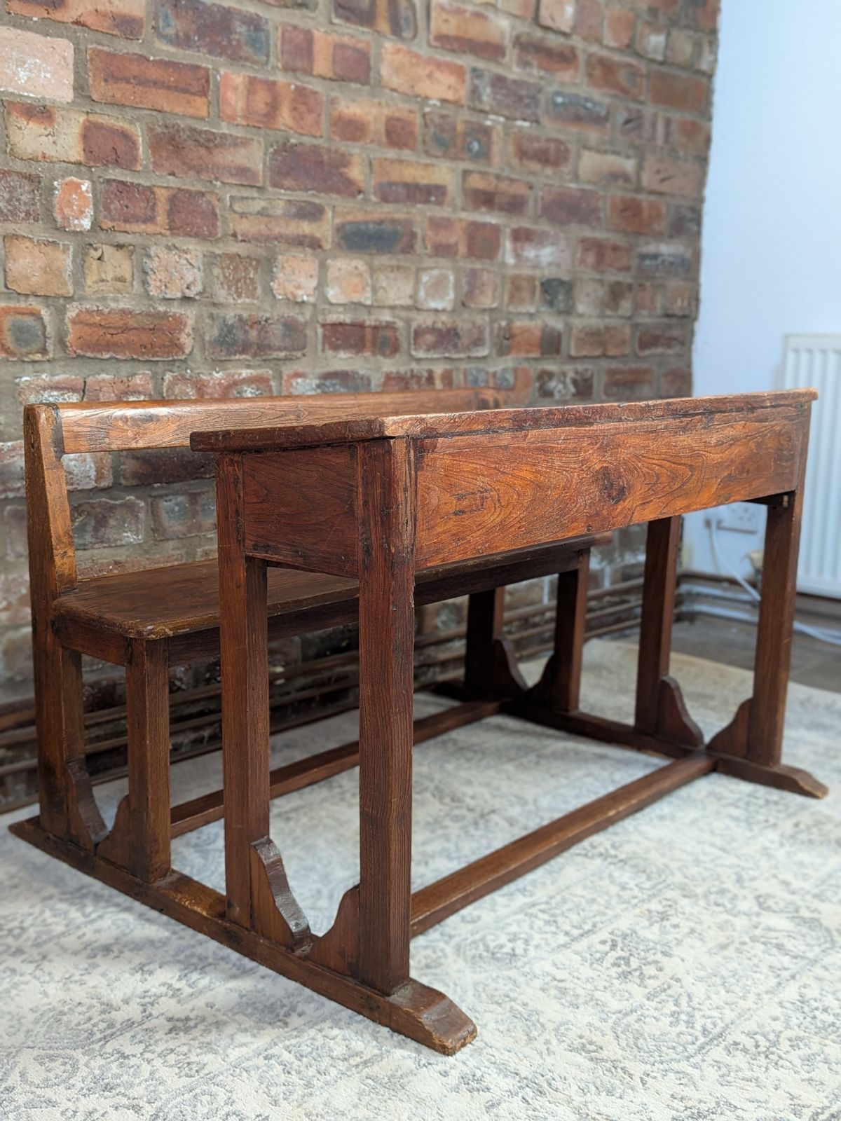 Antique Oak Double School Desk photo for sale