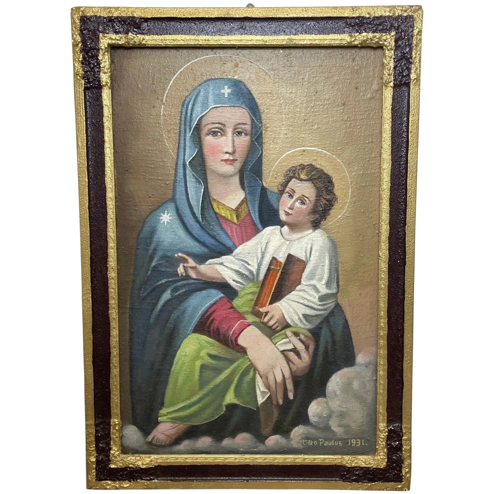 After Rome’s Madonna Del Popolo Large Madonna & Child Icon Oil Portrait