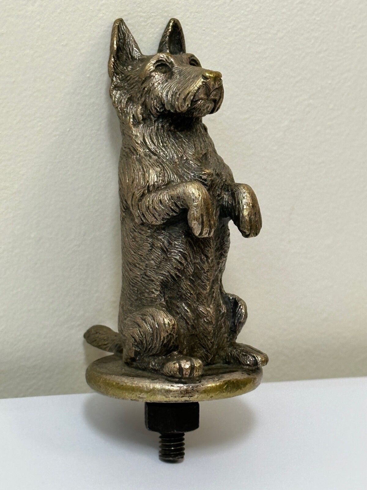 photo for sale Small Antique Asprey Bronze Begging Scottie Dog Caesar Classic Car Mascot