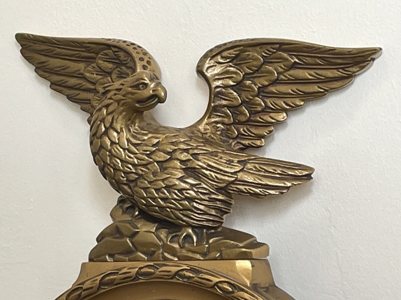 Beautiful Small Rare E Gomme English Gilt Eagle Crown Convex Wall Mirror C1950s photo vintage