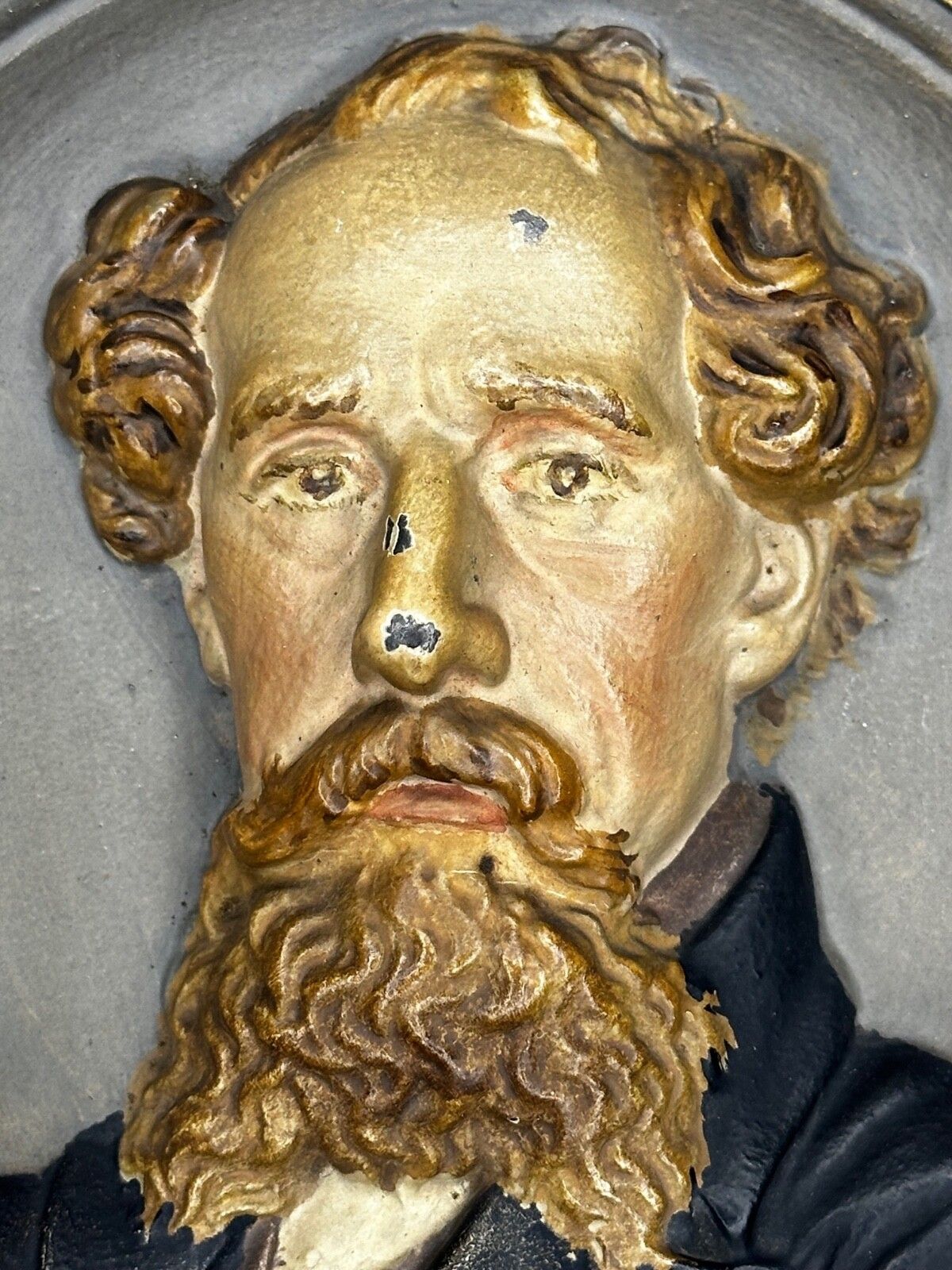 Victorian Gilt Bronze In Low Relief Charles Dickens Portrait Wall Sculpture photo Art