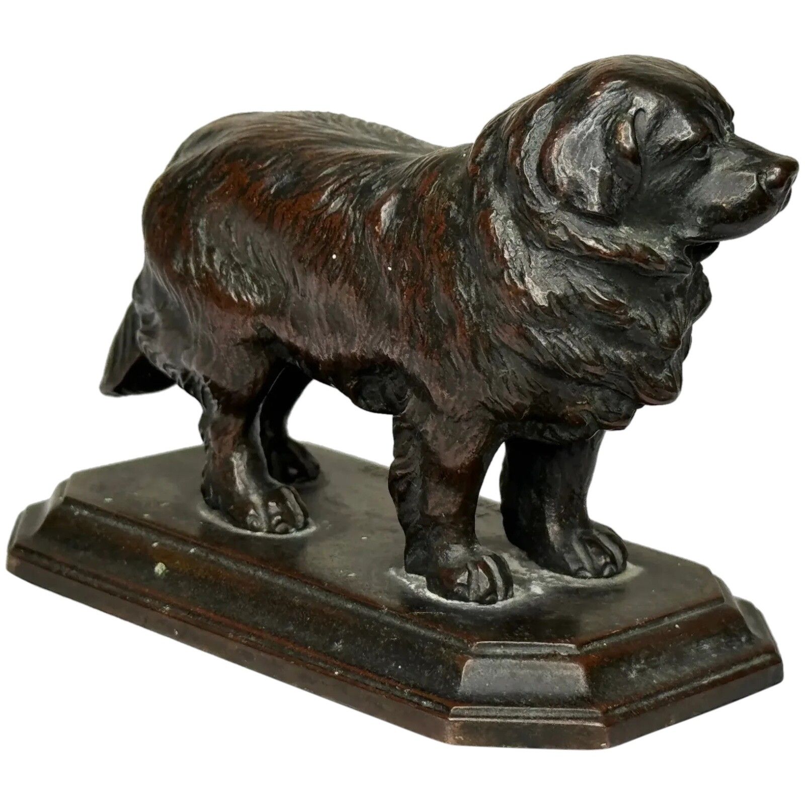 Art Deco Tribute Newfoundland Rescue Reuben Decker's Dog Bronze Sculpture