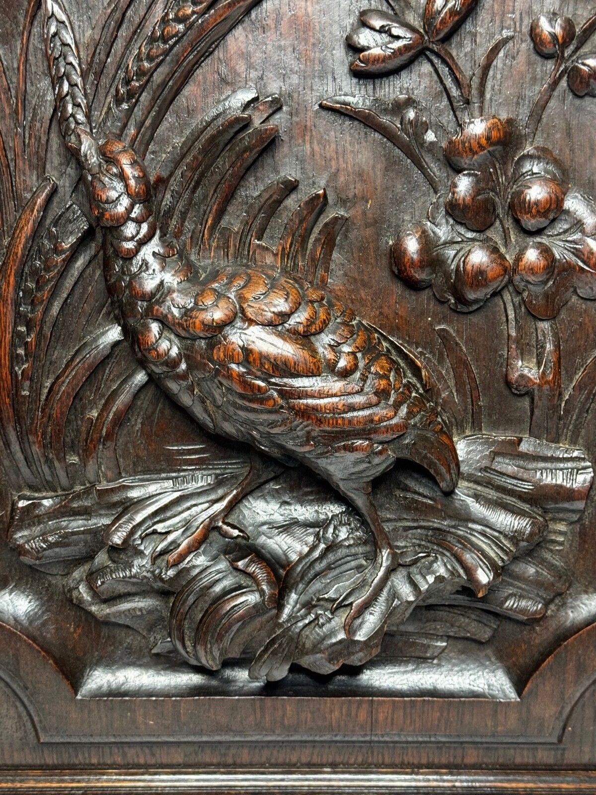 🏛️ Exceptional Victorian Carved Hunting Panel Pugin Design Grouse In Wetlands photo furniture