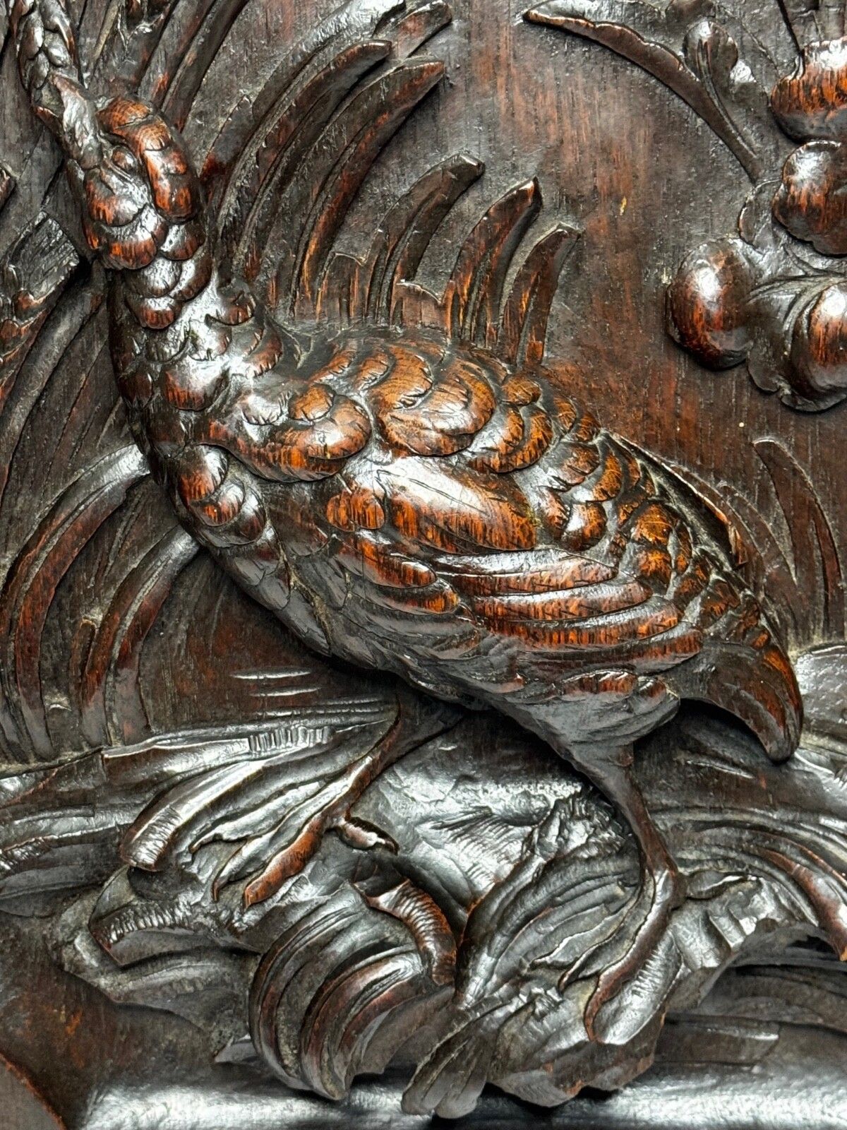🏛️ Exceptional Victorian Carved Hunting Panel Pugin Design Grouse In Wetlands photo vinterior
