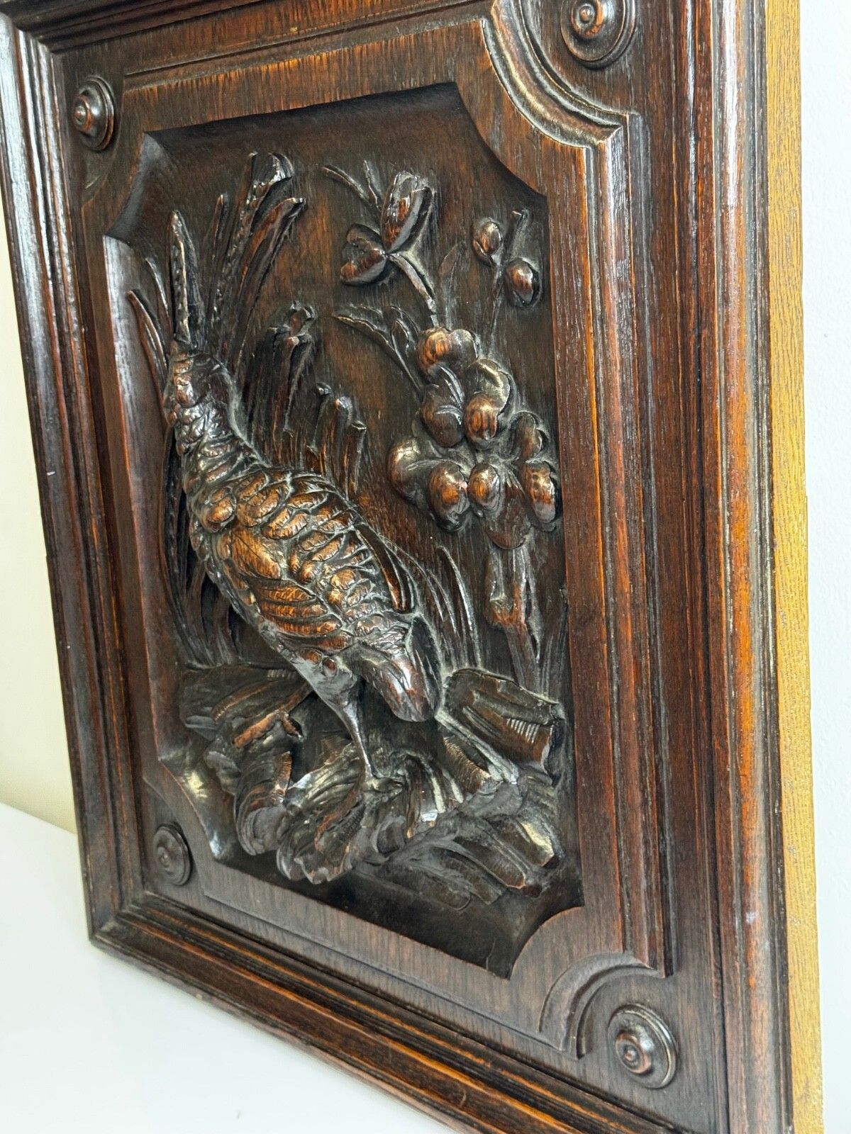 🏛️ Exceptional Victorian Carved Hunting Panel Pugin Design Grouse In Wetlands photo buy