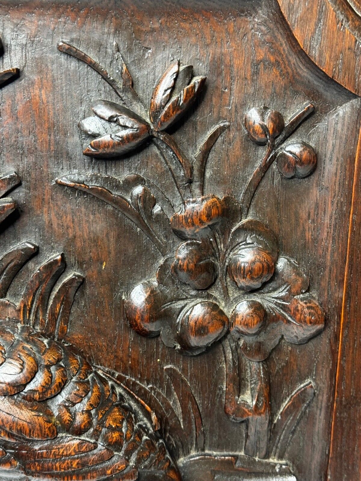 🏛️ Exceptional Victorian Carved Hunting Panel Pugin Design Grouse In Wetlands photo vintage