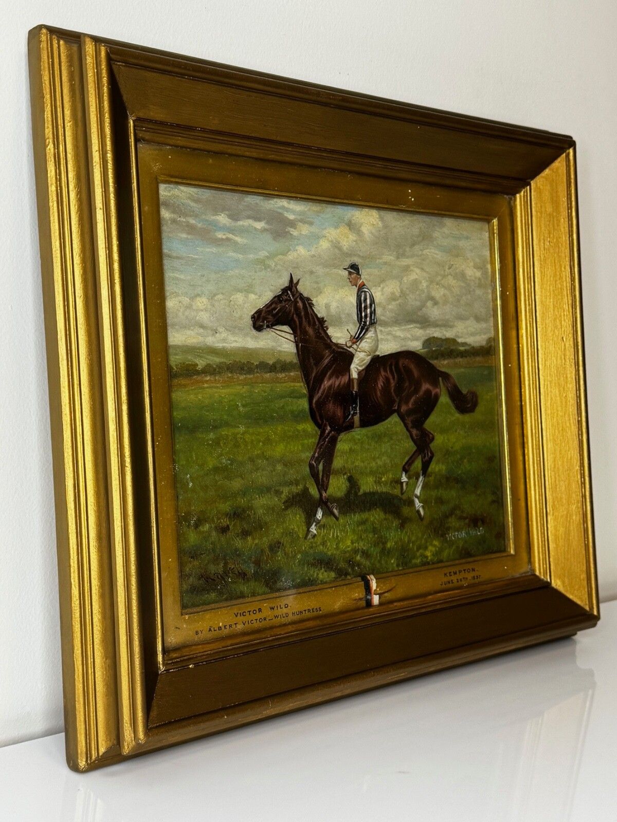 Oil Painting Victor Wild Winner At Kempton Park June 1897 Mornington Cannon Up photo vinterior
