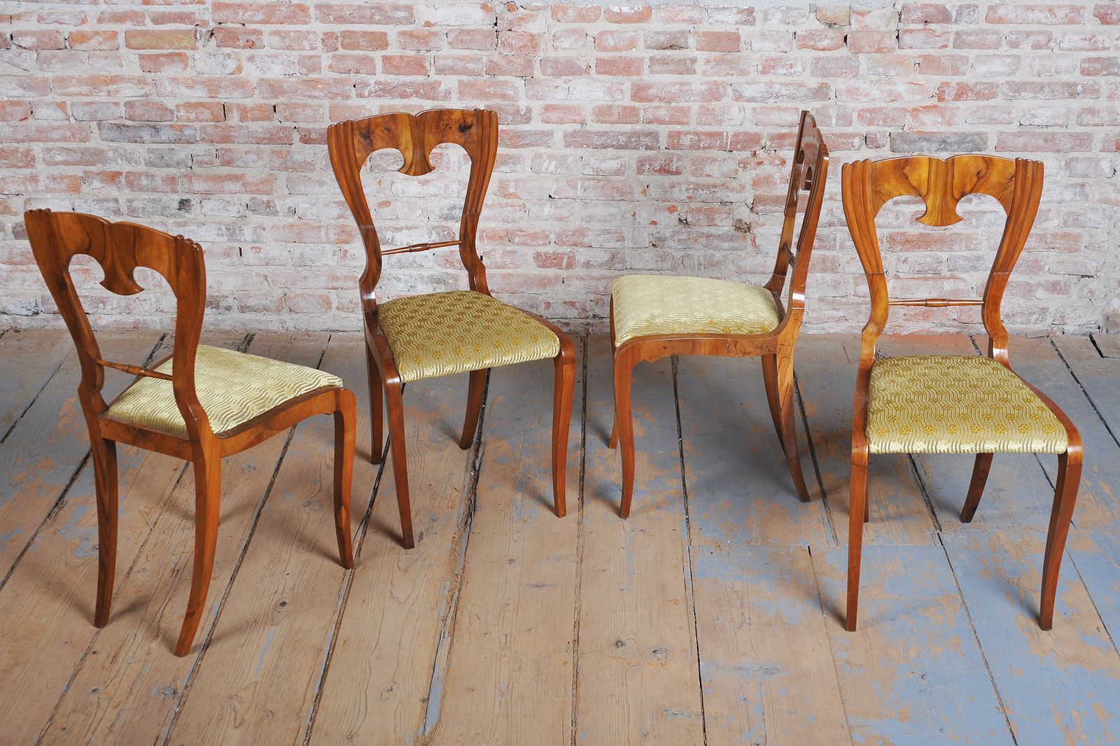 photo buy Set Of Four Restored Biedermeier Chairs, Walnut, Revived Polish, Czech, 1840s