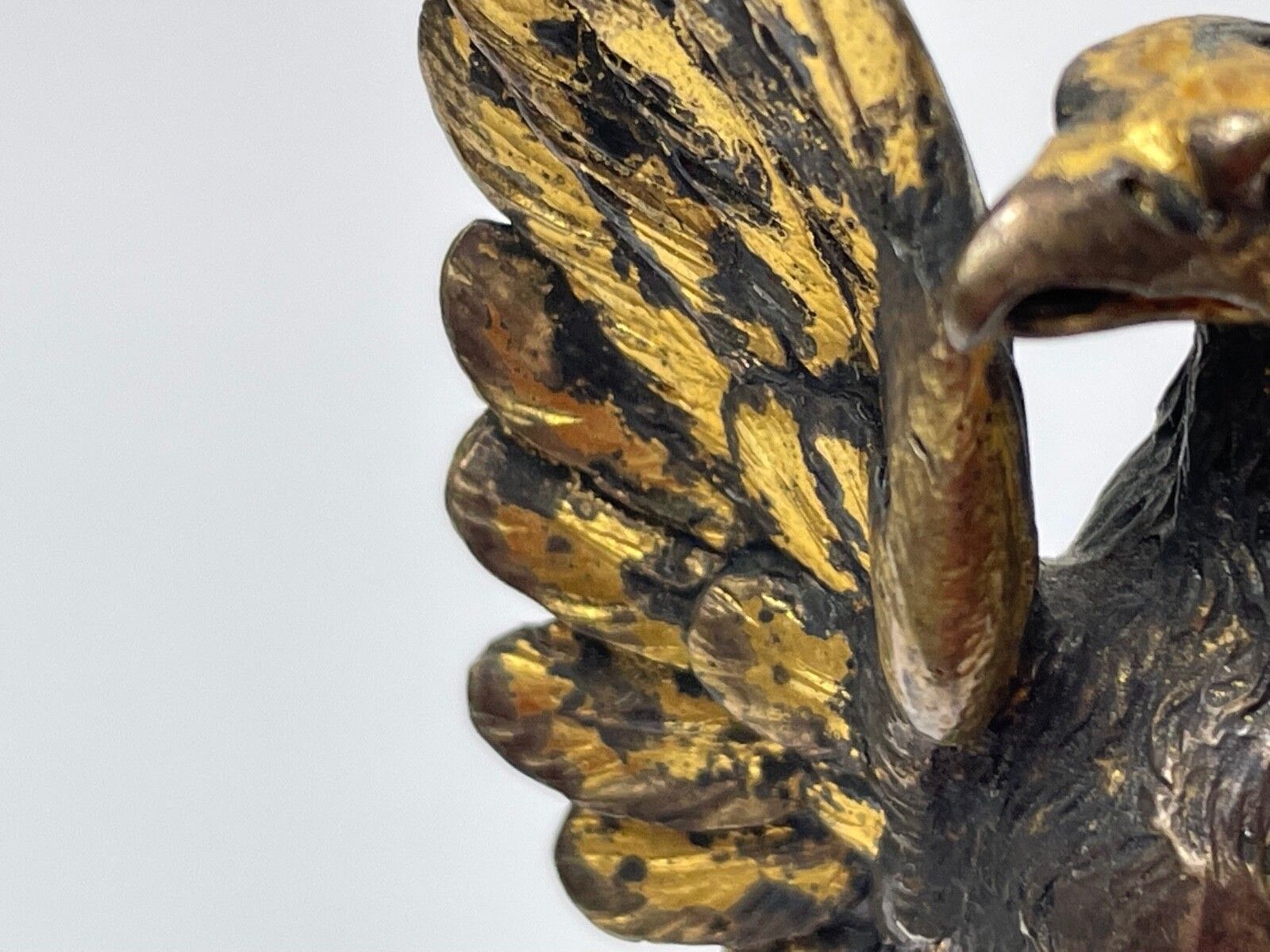photo vinterior French 19th Century Gilt Bronze Eagle Bird Desk Wax Seal Stamp Sculpture