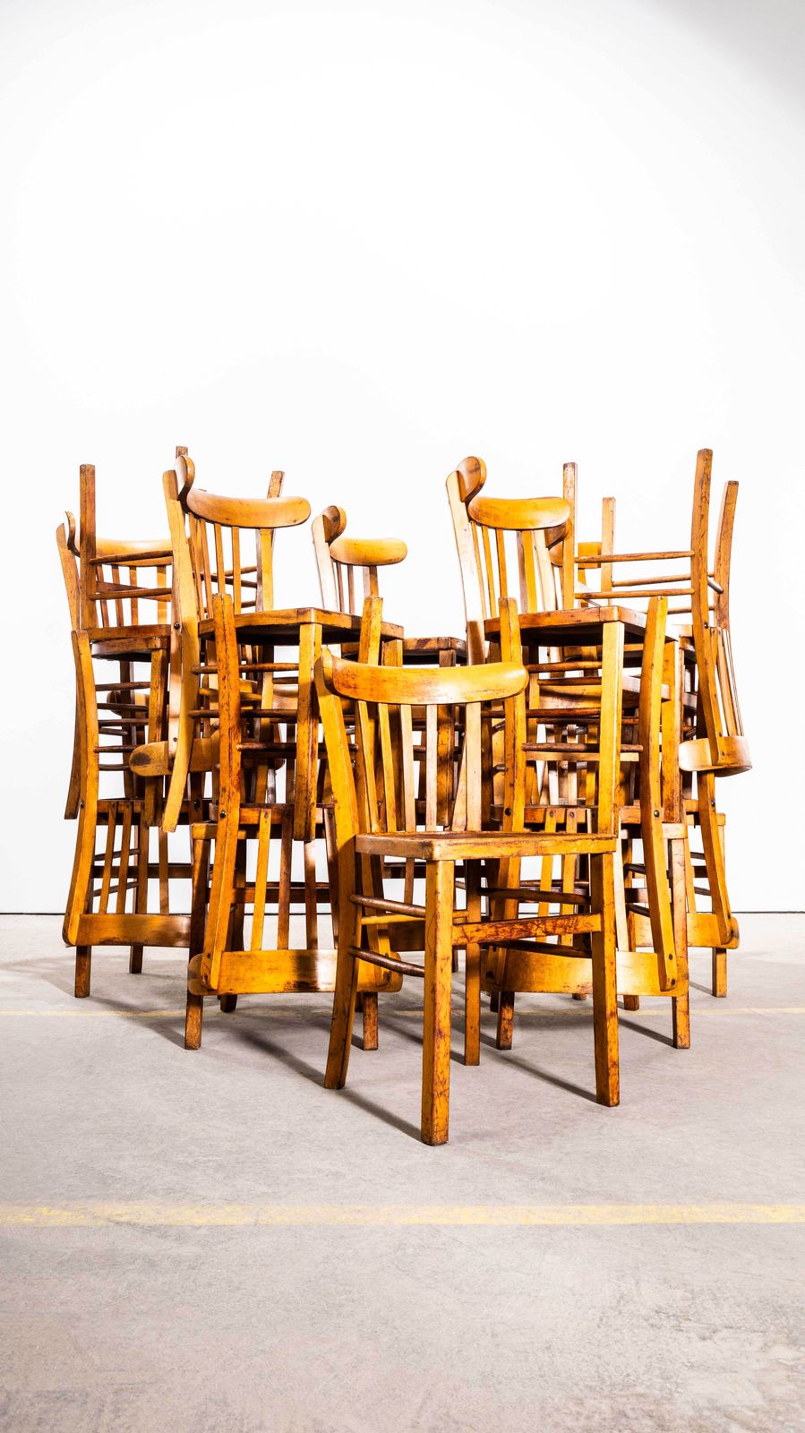 145.0 1950's Warm Blonde Luterma Farmhouse Dining Chairs photo