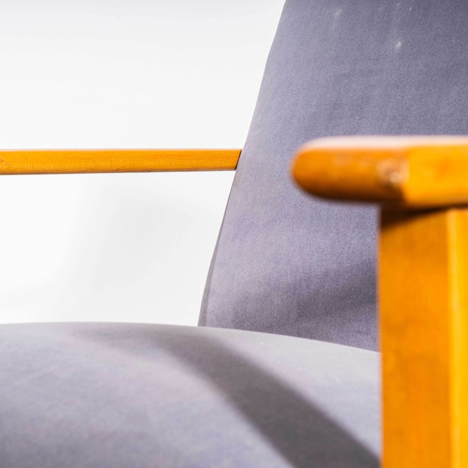 1950’s Mid Century Upholstered Grey Armchairs With Straight Arms photo vintage